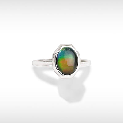Essentials Oval Ammolite Ring in Sterling Silver