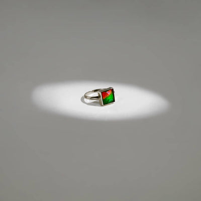 Essentials Square Ammolite Ring in Sterling Silver