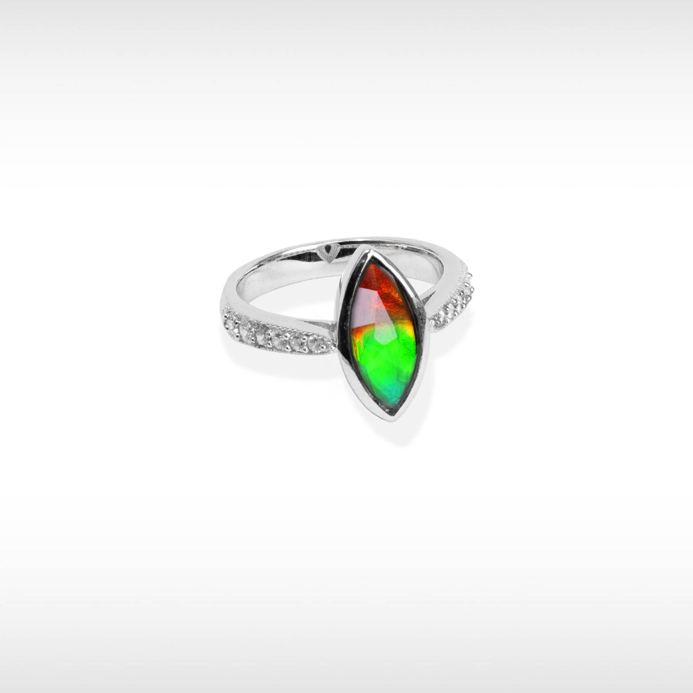 Women's Sterling Silver Ammolite Ring with Swarovski accent