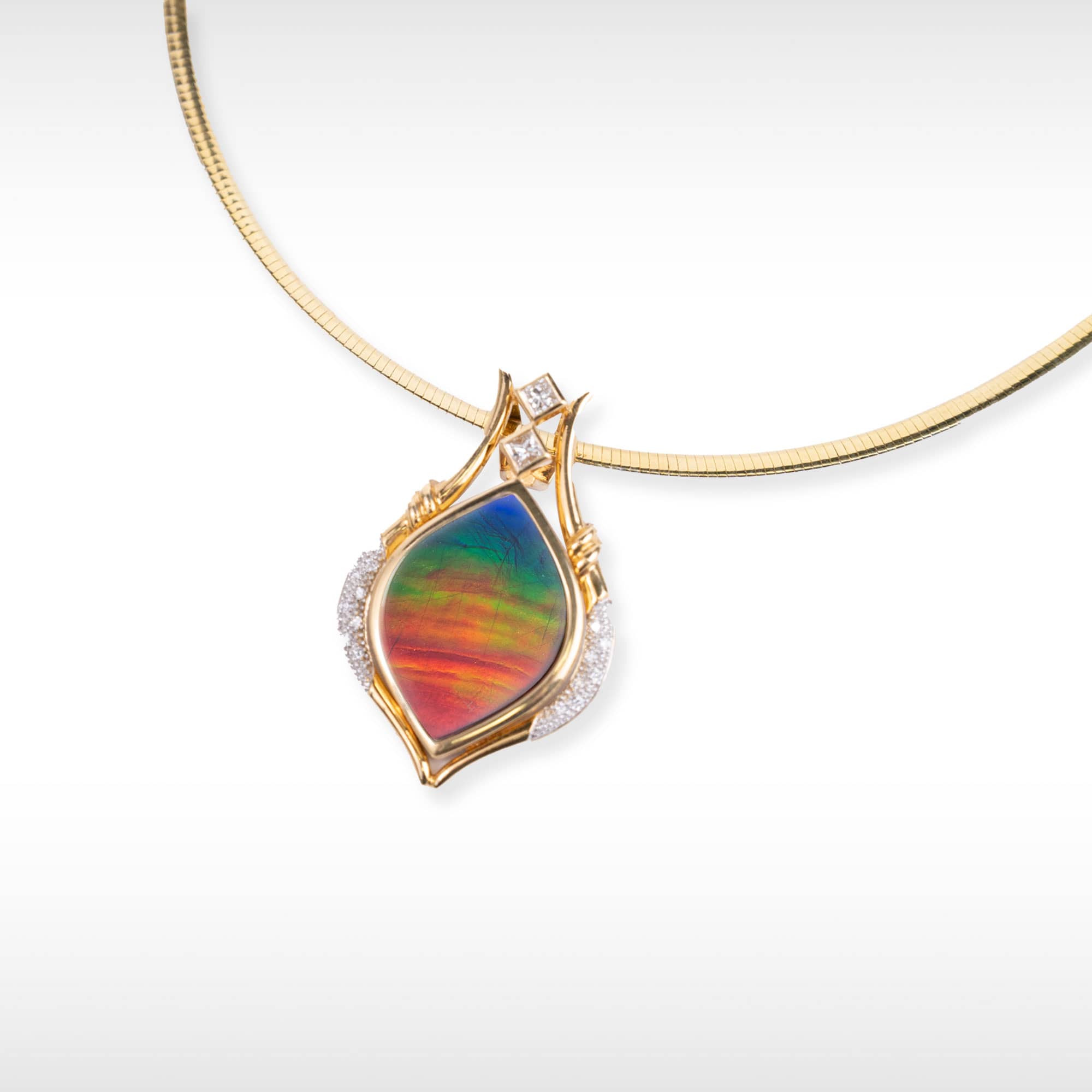 KORITE Ammolite 14K ペンダント トップ-