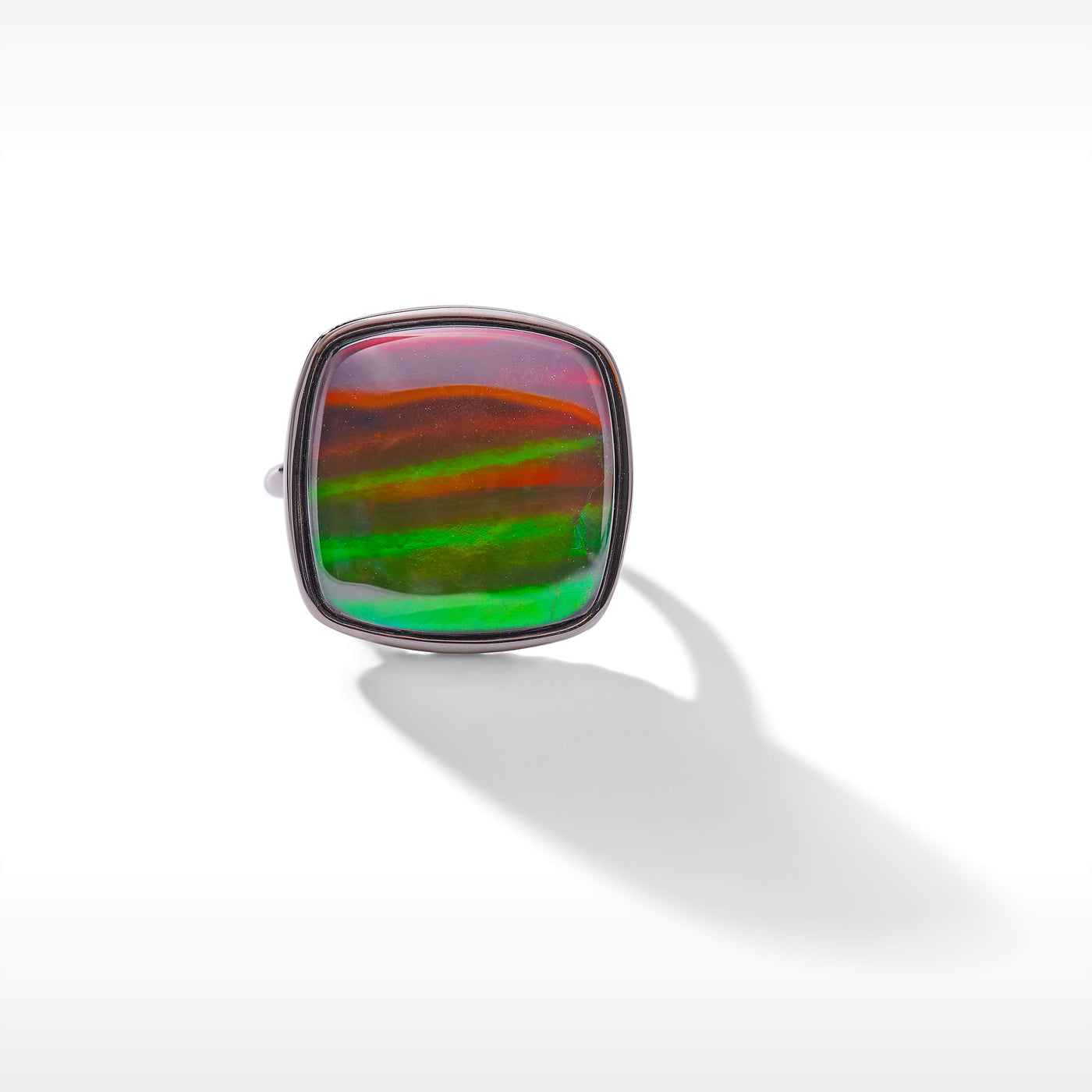 Origins Large Cushion Ammolite Ring in Sterling Silver
