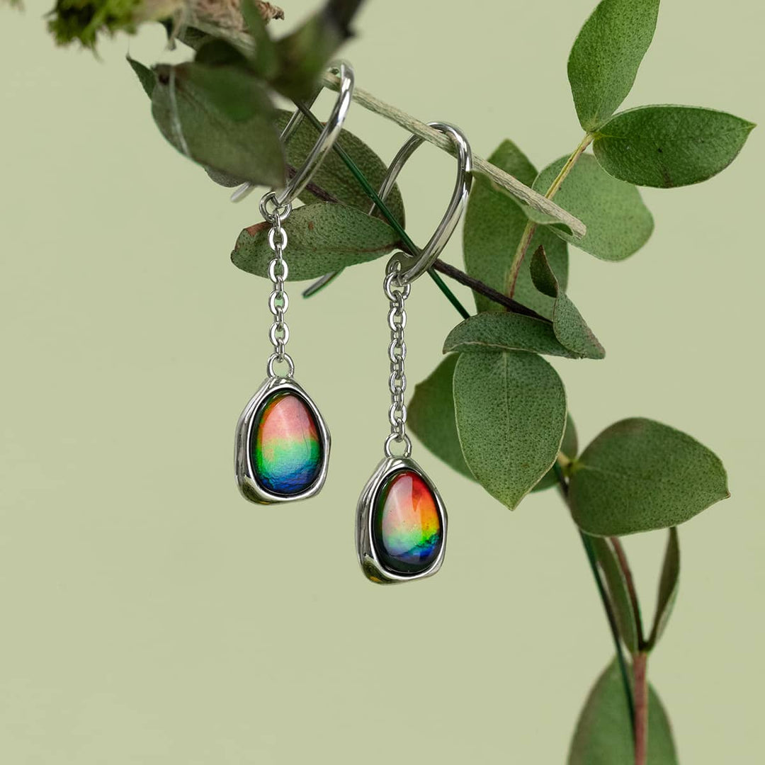 Organic Ammolite Earrings in Sterling Silver