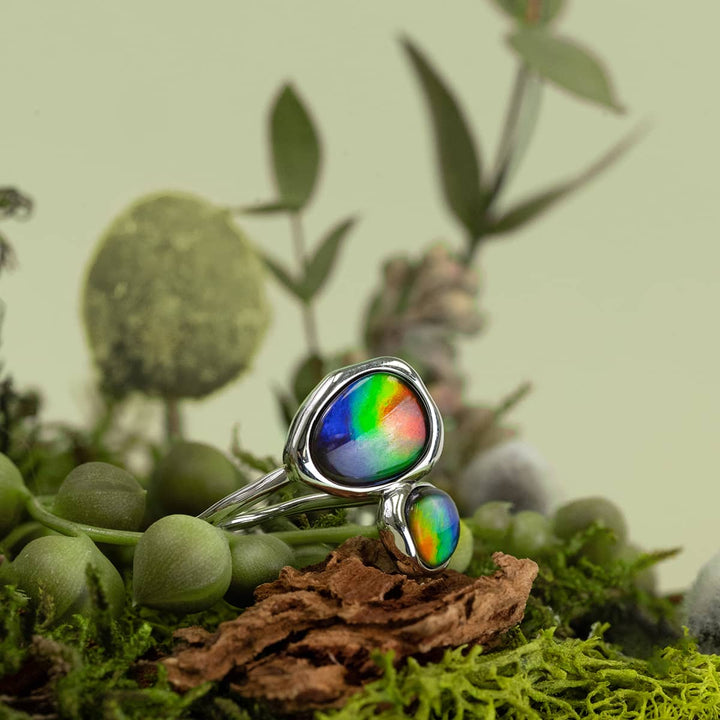 Organic Ammolite Ring in Sterling Silver