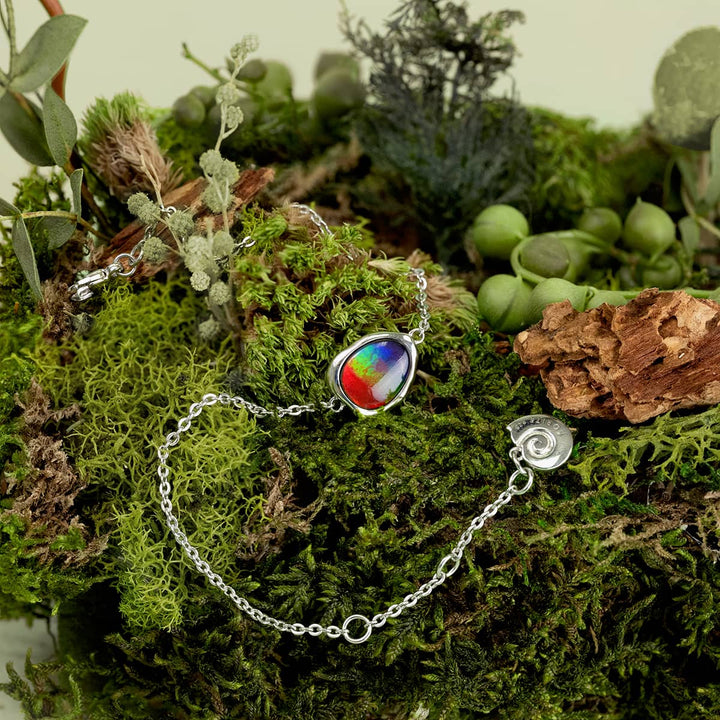 Organic Ammolite Bracelet in Sterling Silver