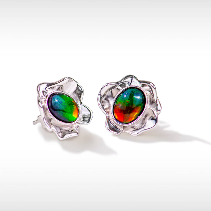 Bloom Ammolite Stud Earrings in Sterling Silver