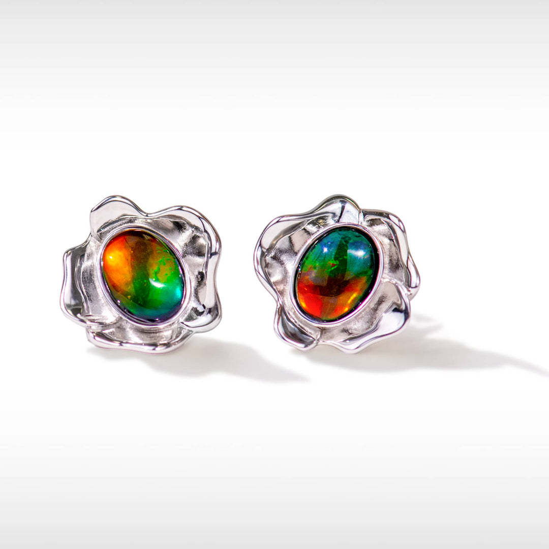 Bloom Ammolite Stud Earrings in Sterling Silver