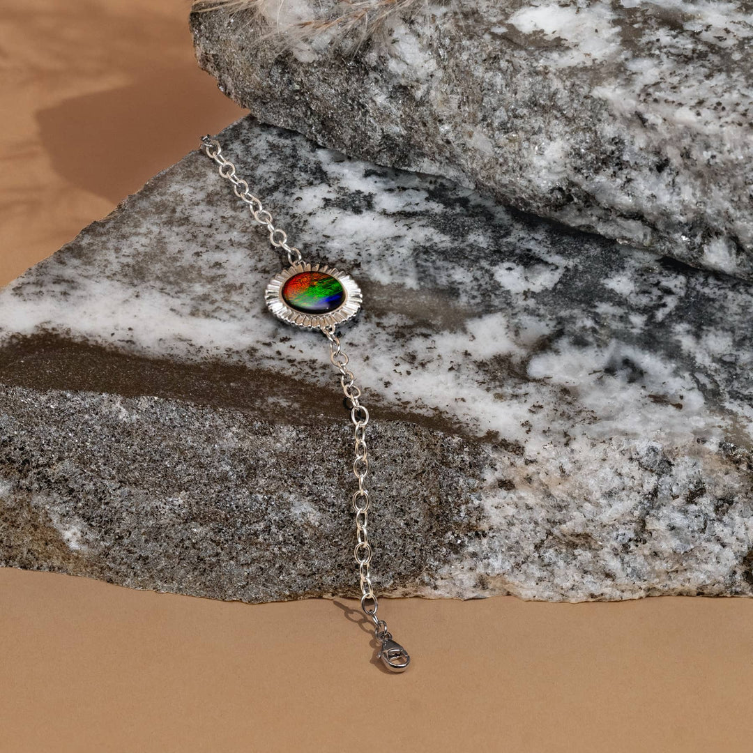 Origins Small Round Ammolite Bracelet in Sterling Silver