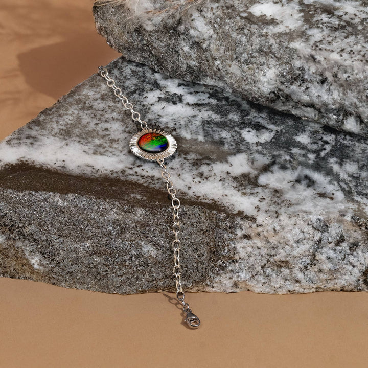 Origins Small Round Ammolite Bracelet in Sterling Silver