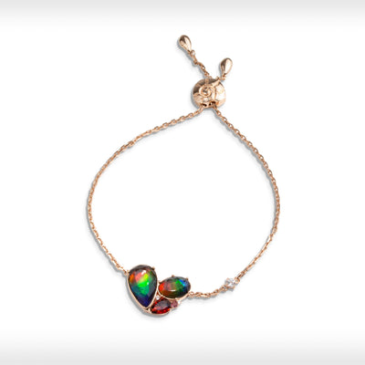 Adore ammolite pendant, earring and bracelet set in 18K rose gold vermeil