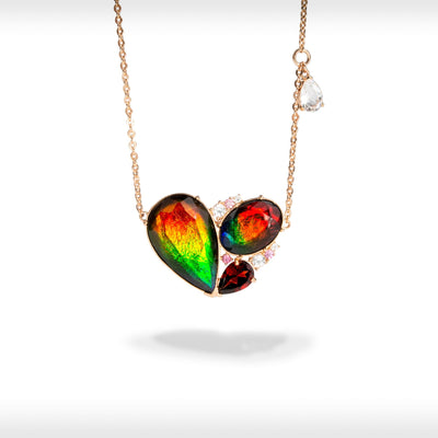Adore ammolite pendant and  earring set in 18K rose gold vermeil