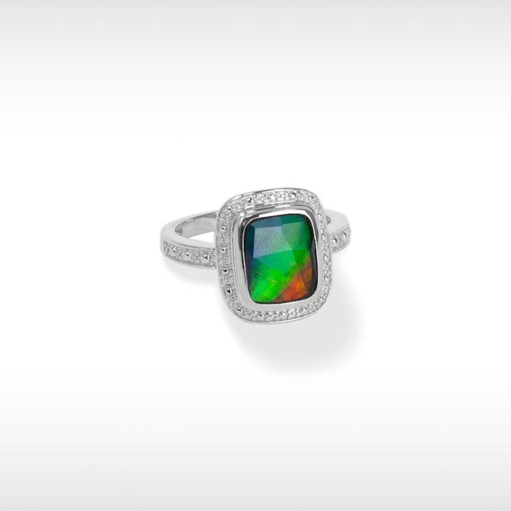 Women's Sterling Silver Ammolite Ring