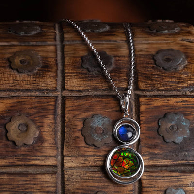 Imperial Number Eight Ammolite Pendant in sterling silver