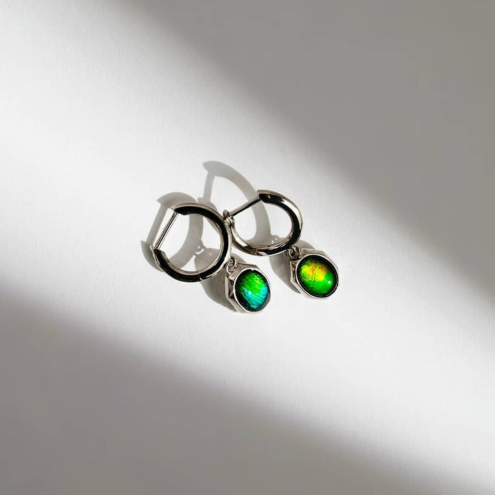 Essentials Oval Ammolite Earrings in Sterling Silver