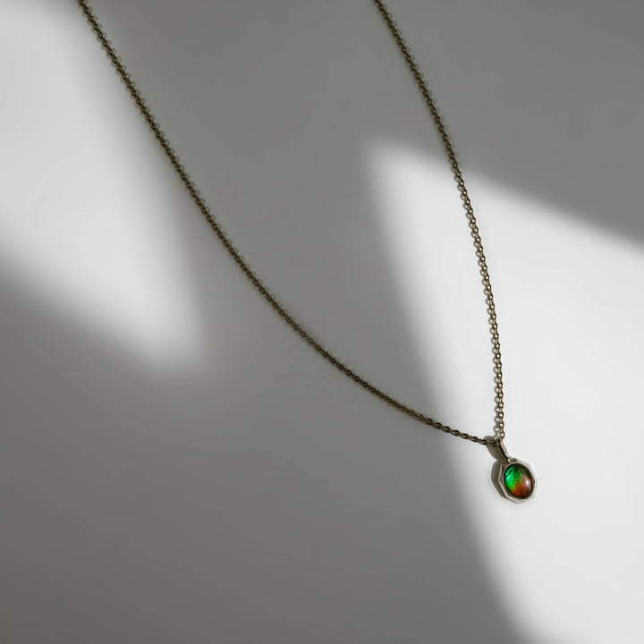 Essentials Oval Ammolite Pendant in Sterling Silver