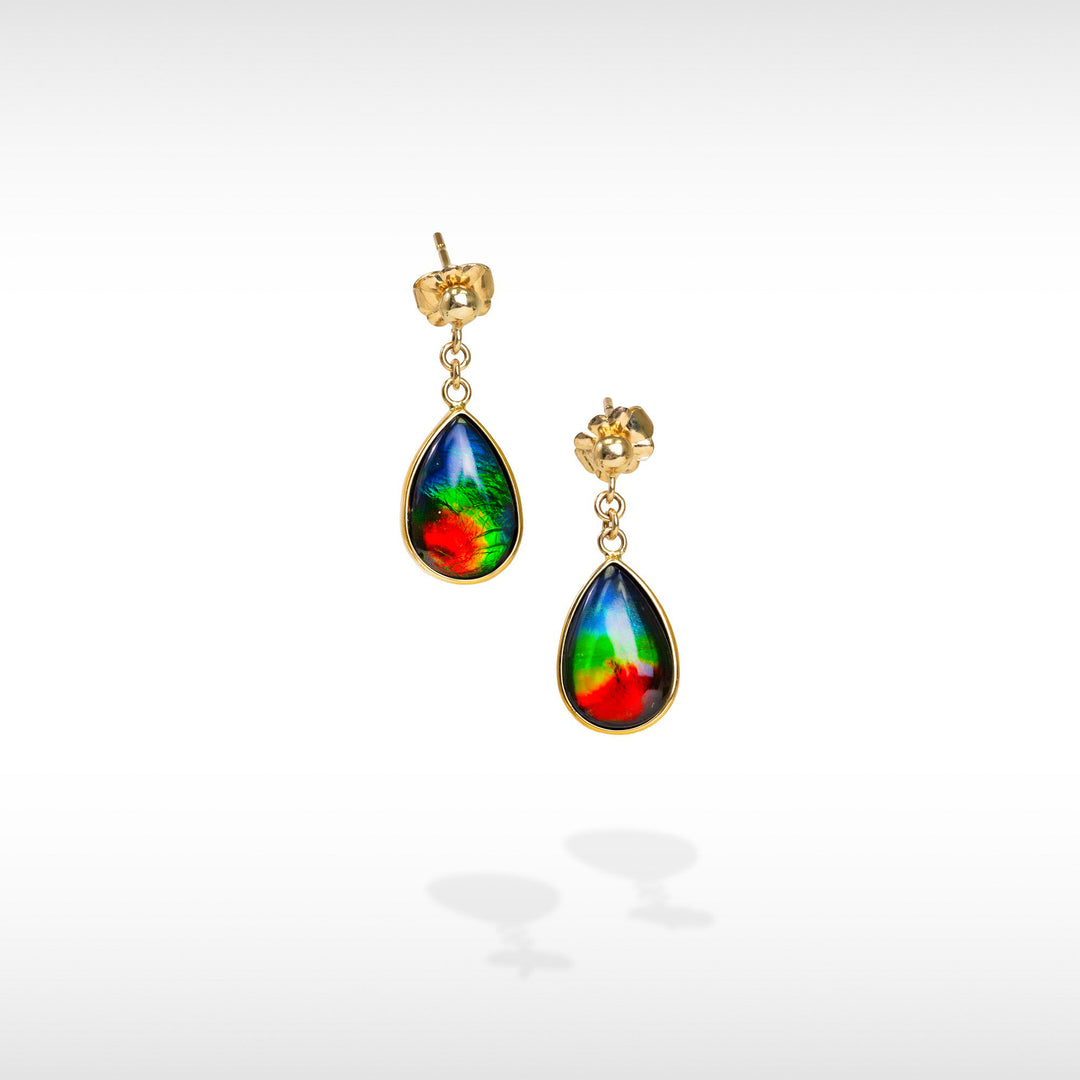 Women s 14K Gold A Grade Ammolite Earrings