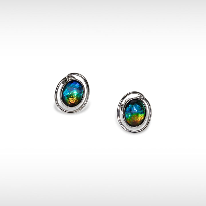 New Essentials Oval Ammolite Earrings in Sterling Silver