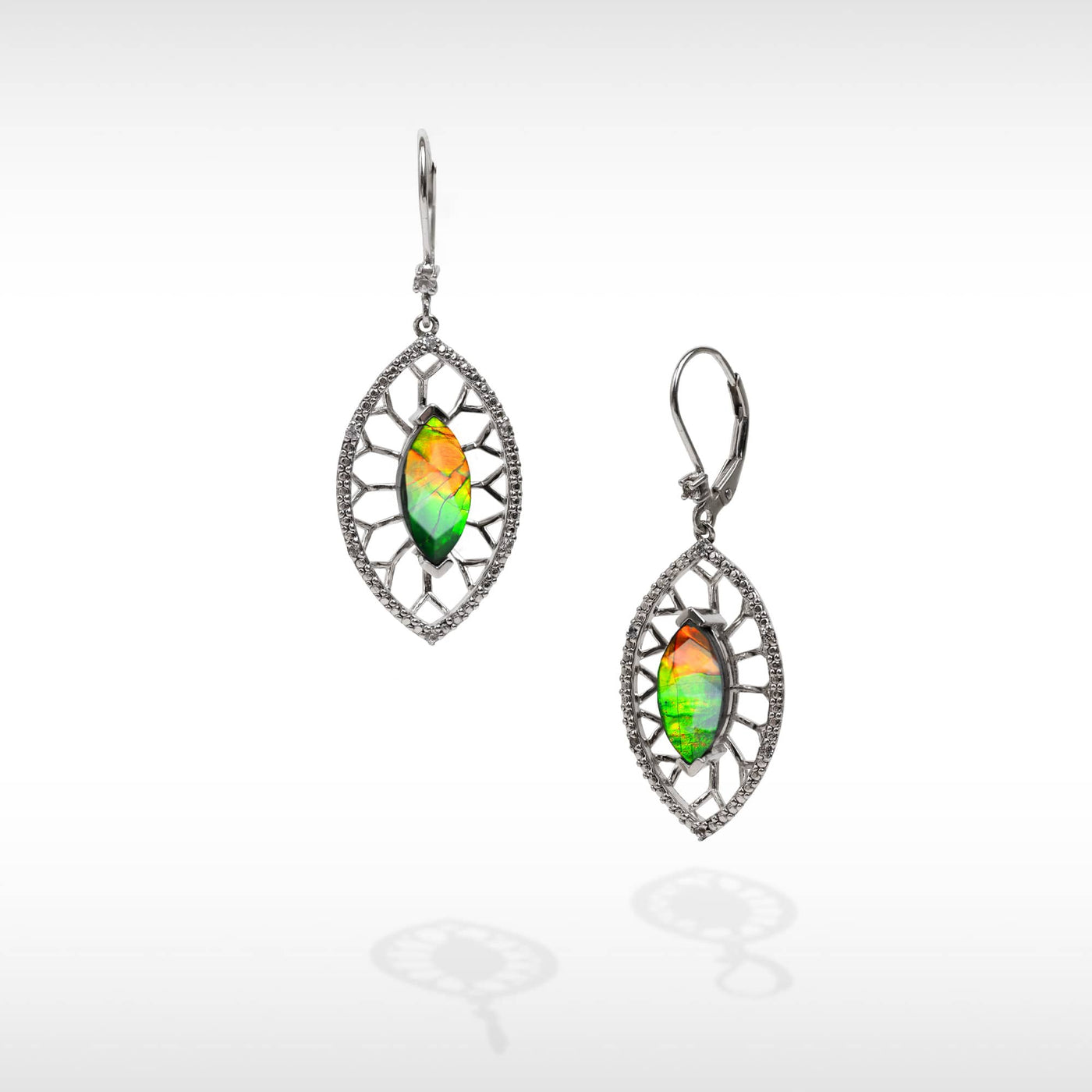 Women's Camilla Sterling Silver Ammolite Earrings with White Sapphire Accent