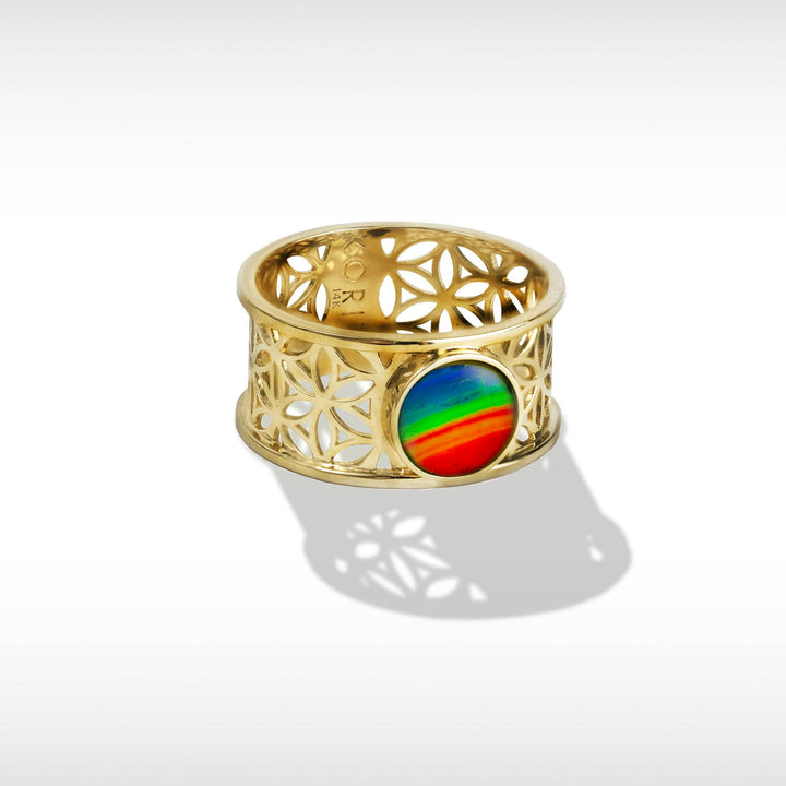 Baroque Ammolite Ring in 14K Gold