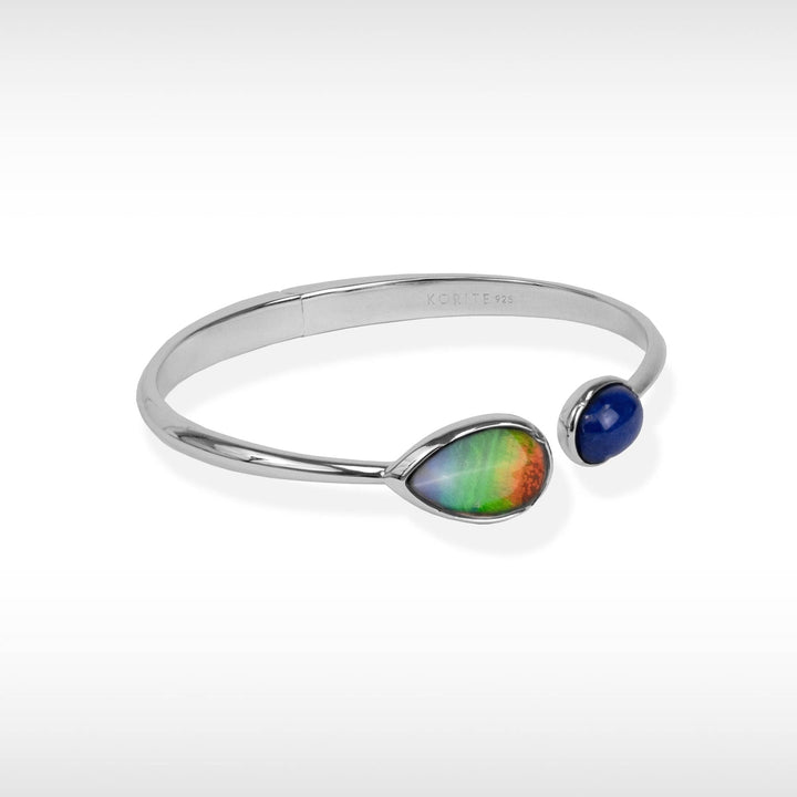 Harmony Ammolite Bangle in Sterling Silver with Lapis