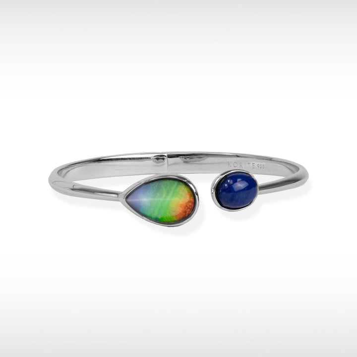 Harmony Ammolite Bangle in Sterling Silver with Lapis