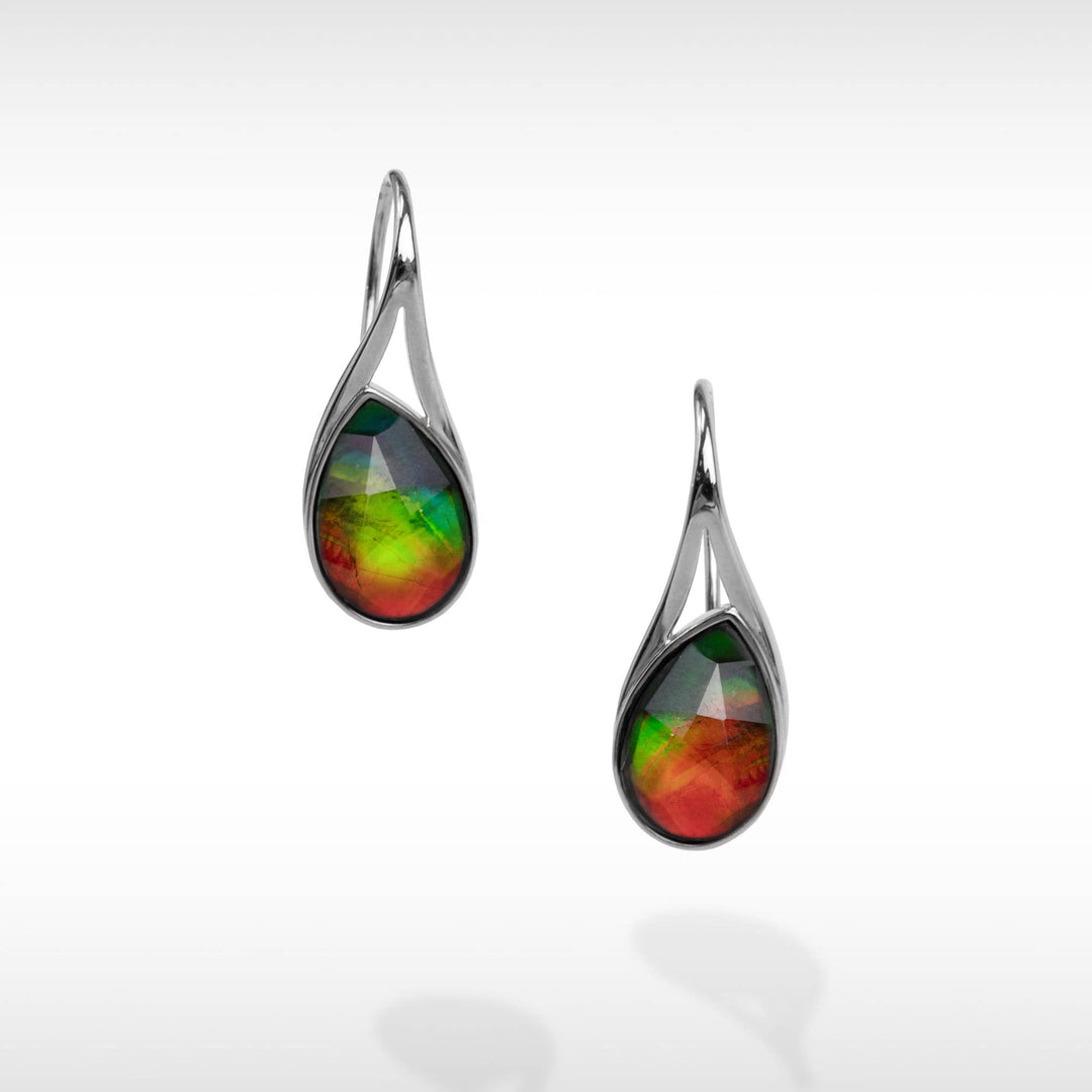 Essentials Teardrop Ammolite Earrings in Sterling Silver