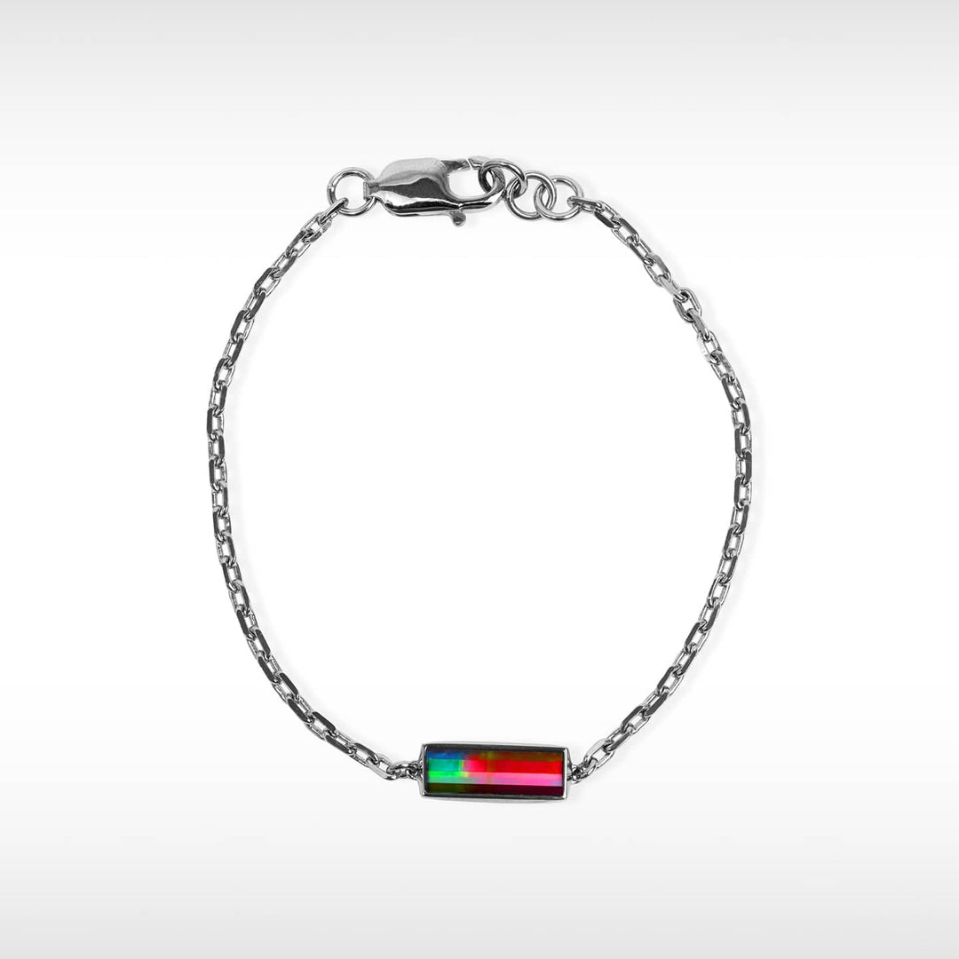 Essentials Men Rectangle Ammolite Bracelet in Sterling Silver