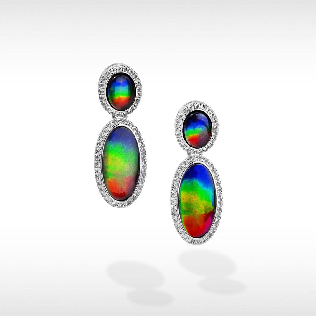 Serene ammolite pendant and earring set in sterling silver