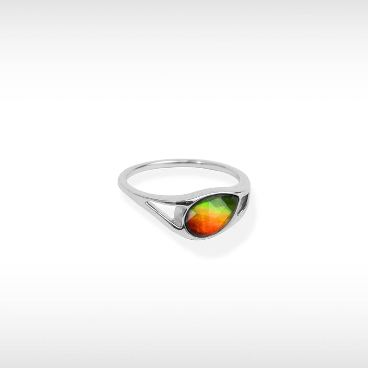 Essentials Teardrop Ammolite Ring in Sterling Silver