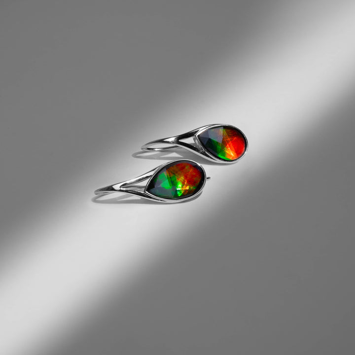 Essentials Teardrop Ammolite Earrings in Sterling Silver