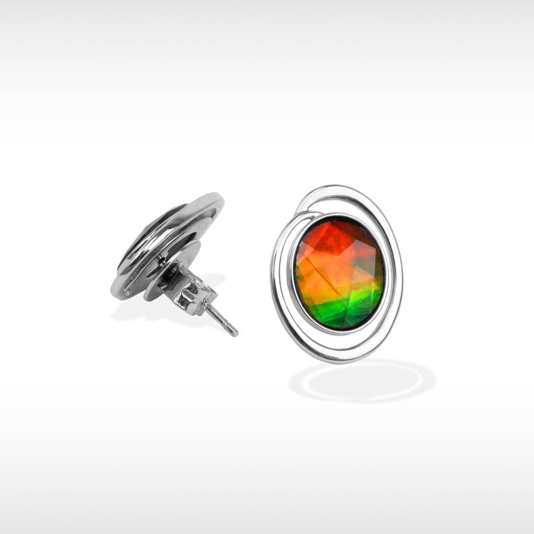 Essentials Oval Ammolite Earrings in Sterling Silver