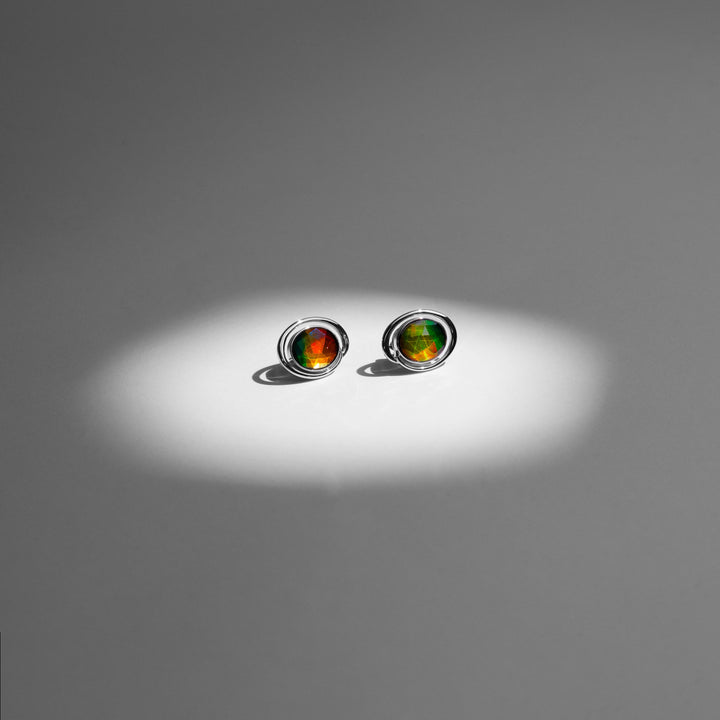 Essentials Oval Ammolite Earrings in Sterling Silver