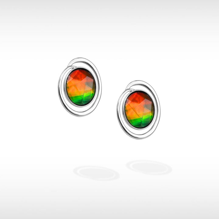 Essentials Oval Ammolite Earrings in Sterling Silver