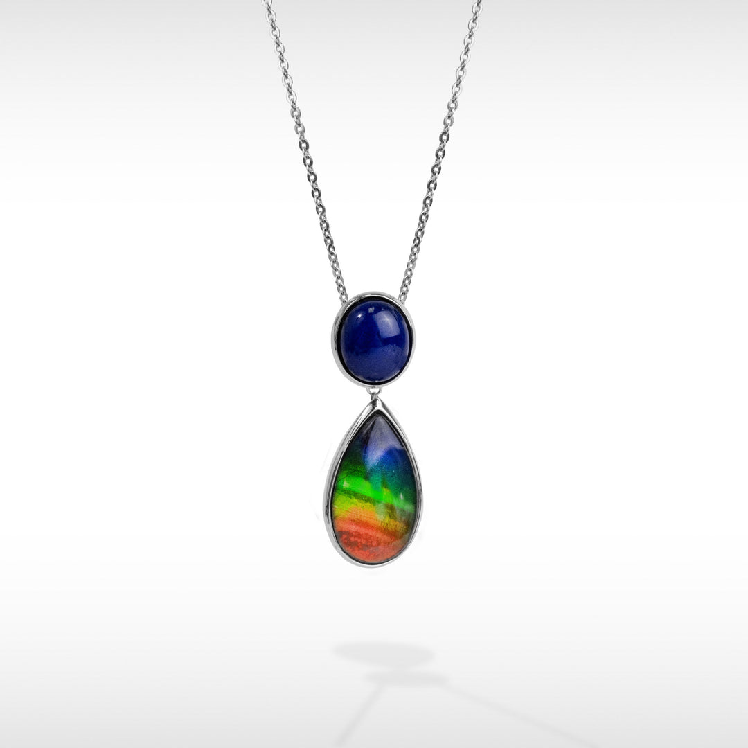 Harmony Ammolite Pendant and Earring Set in Sterling Silver with Lapis