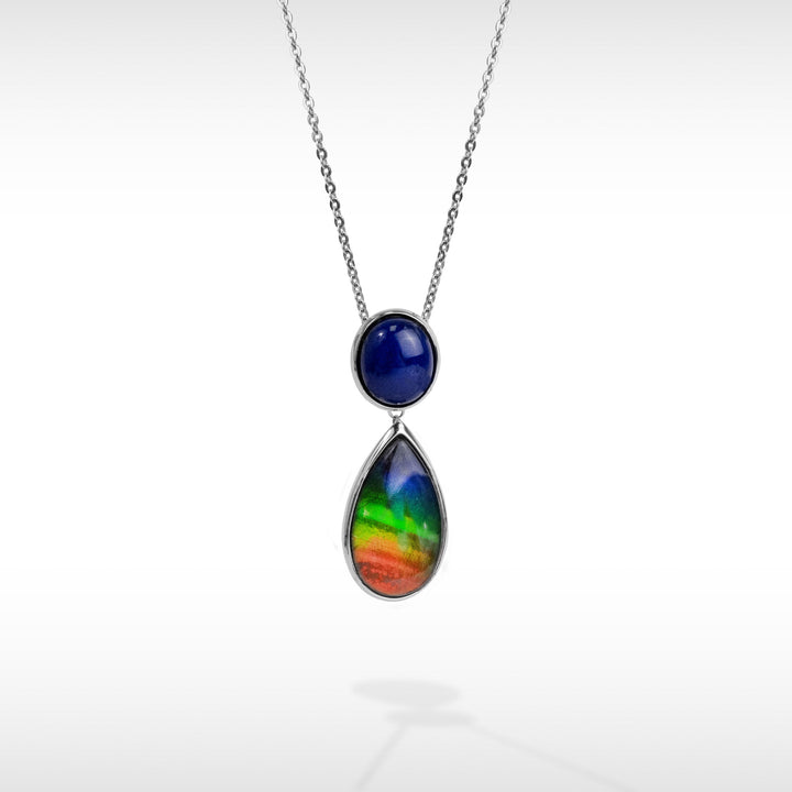 Harmony Ammolite Pendant and Earring Set in Sterling Silver with Lapis