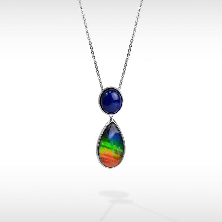 Harmony Ammolite Pendant in Sterling Silver with Lapis