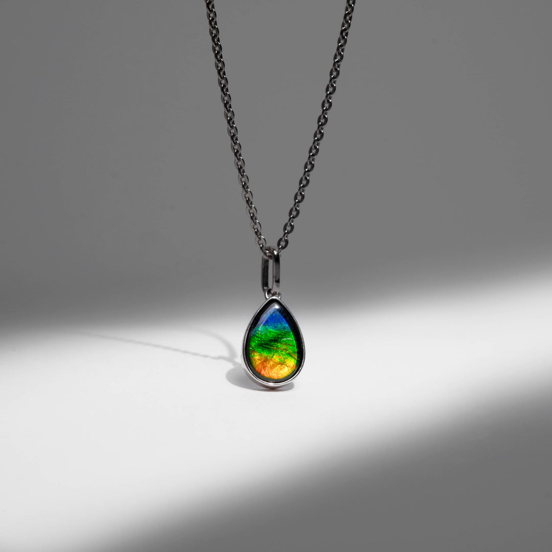 Essentials Pear Ammolite Pendant in Sterling Silver