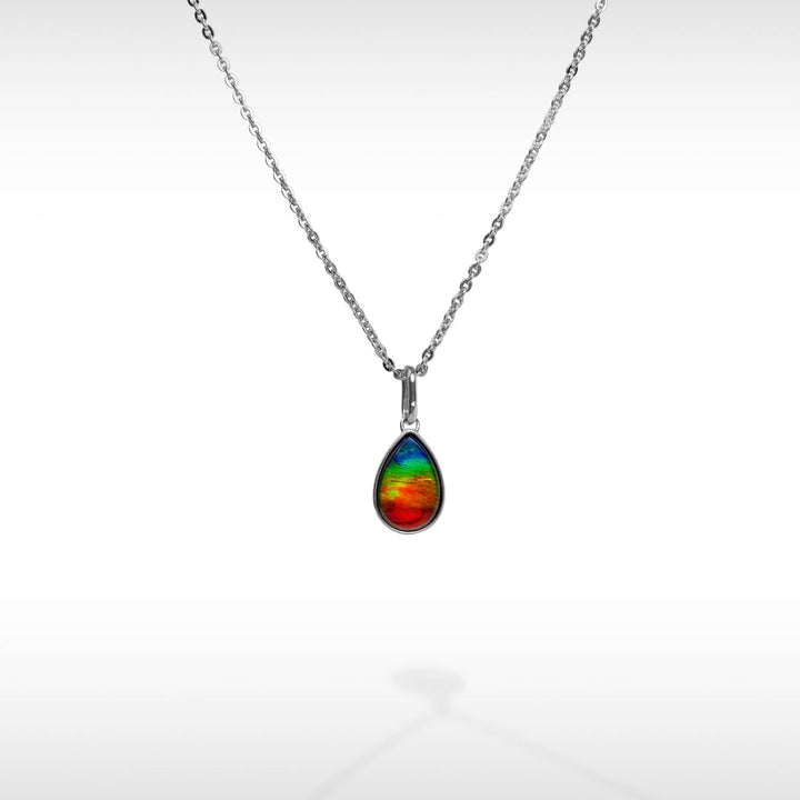 Essentials Pear Ammolite Pendant in Sterling Silver