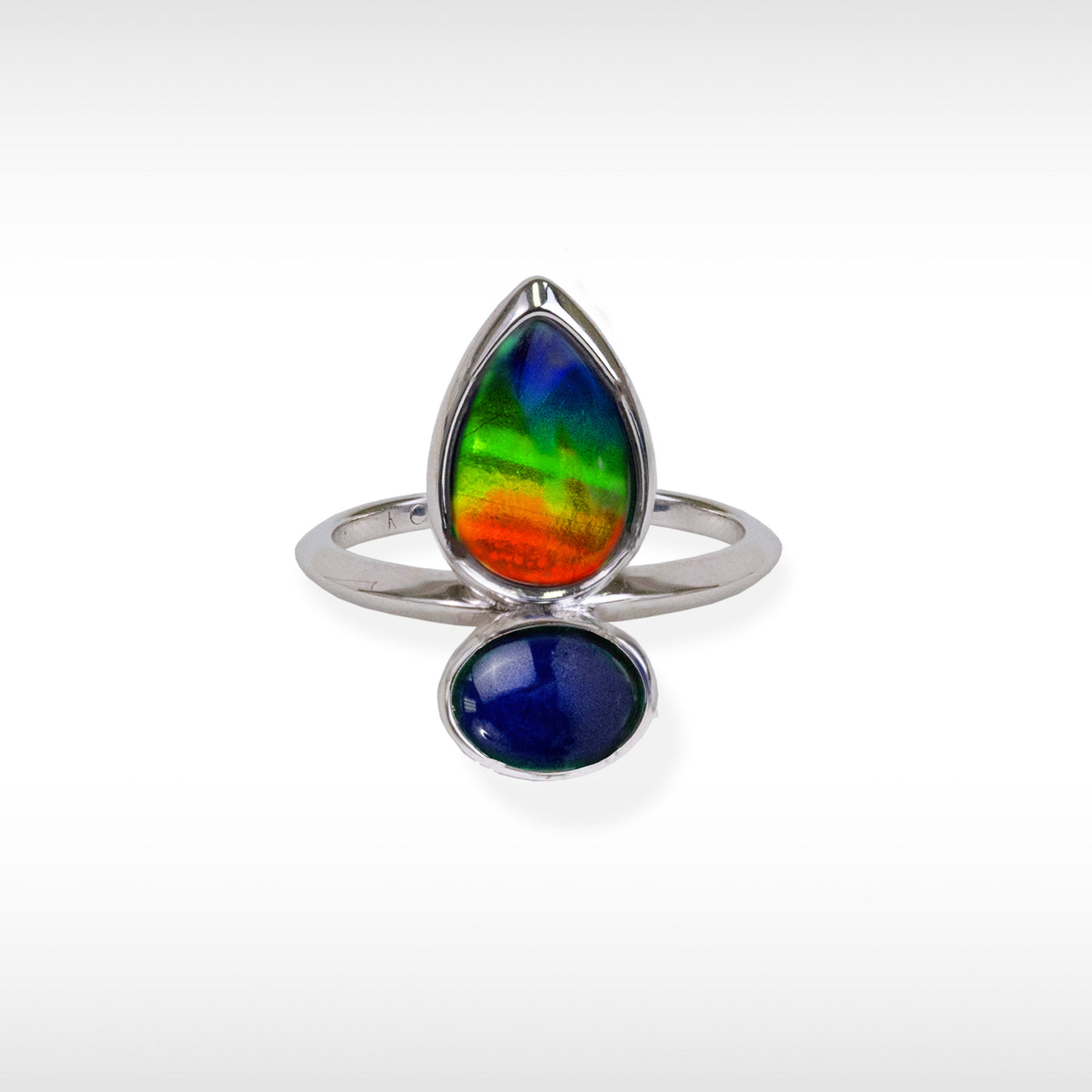 Harmony Ammolite Ring in Sterling Silver with Lapis