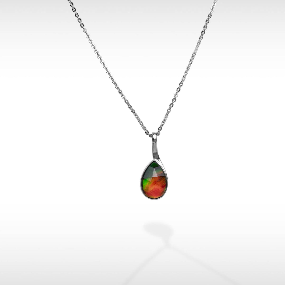 Essentials Teardrop Ammolite Pendant in Sterling Silver