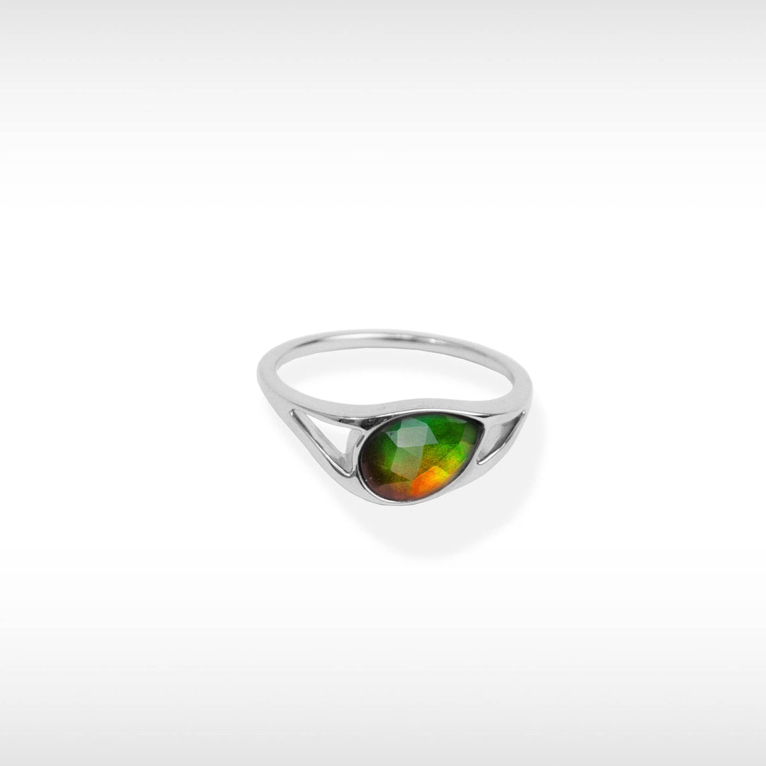 Essentials Teardrop Ammolite Ring in Sterling Silver