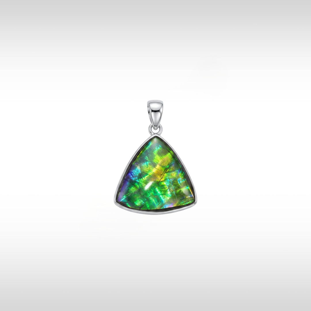 Sterling Silver A Grade Natural Freeform Ammolite Pendant
