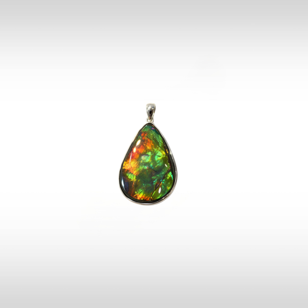 Sterling Silver A Grade Natural Freeform Ammolite Pendant