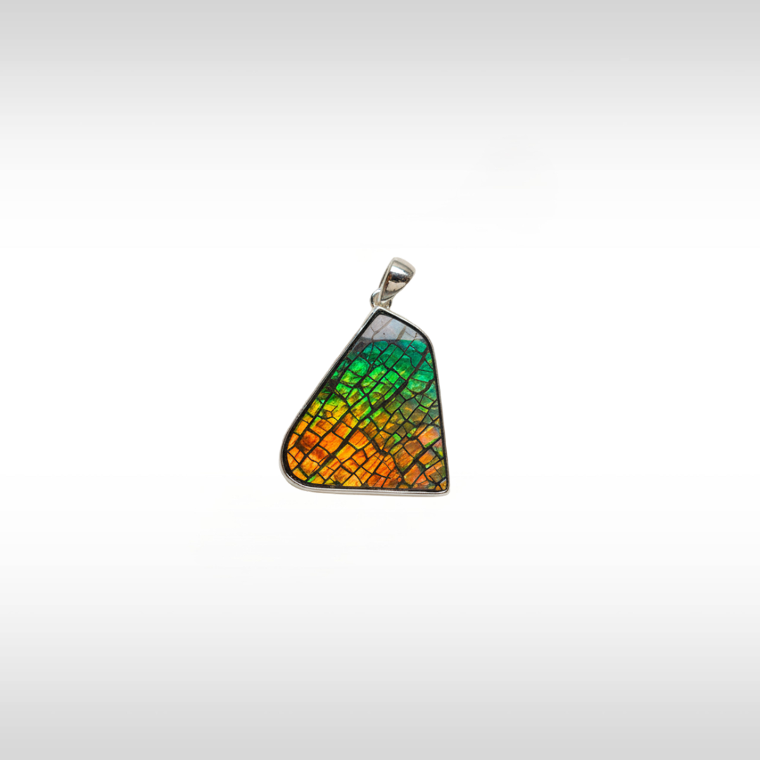 Sterling Silver A Grade Natural Freeform Ammolite Pendant