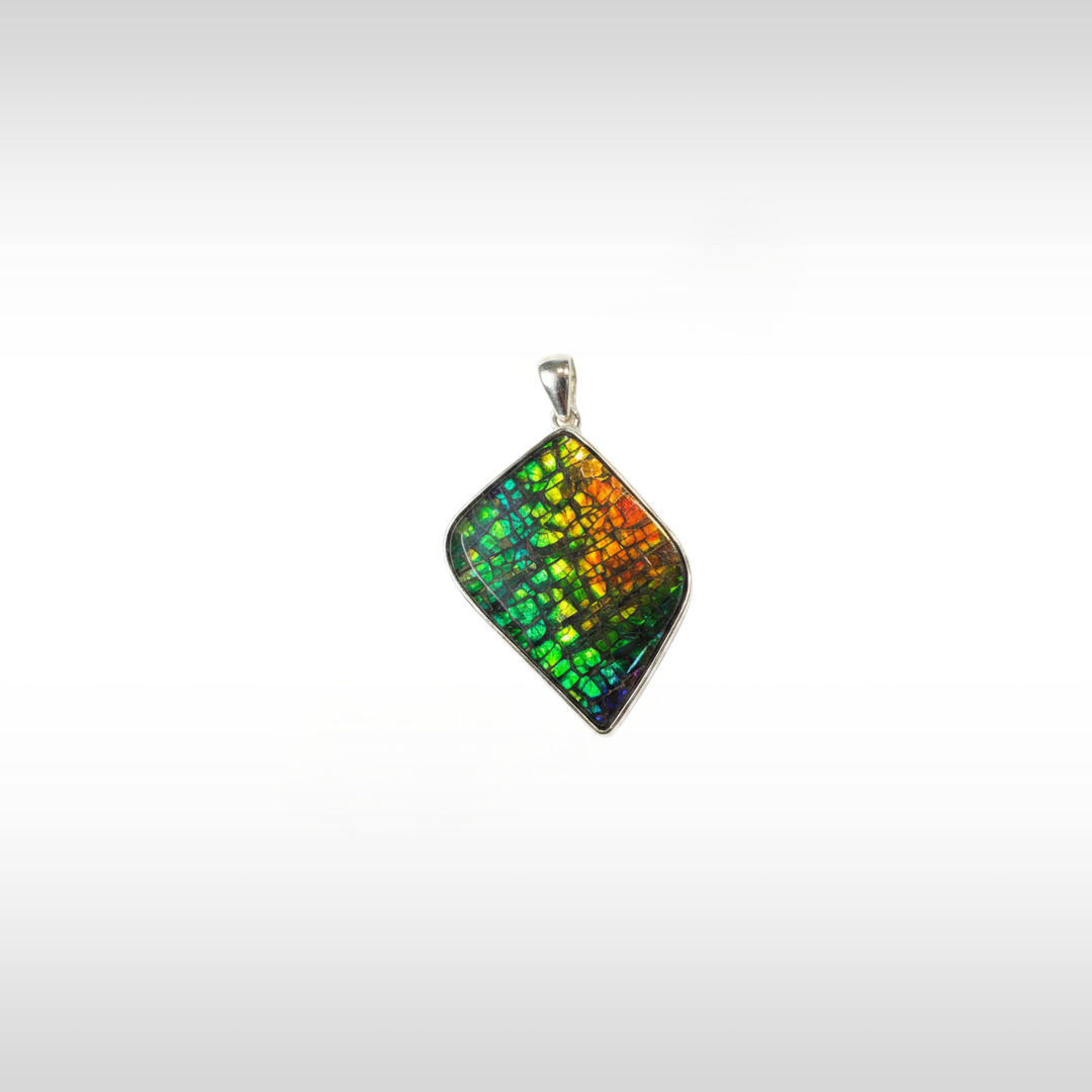 Sterling Silver A Grade Natural Freeform Ammolite Pendant