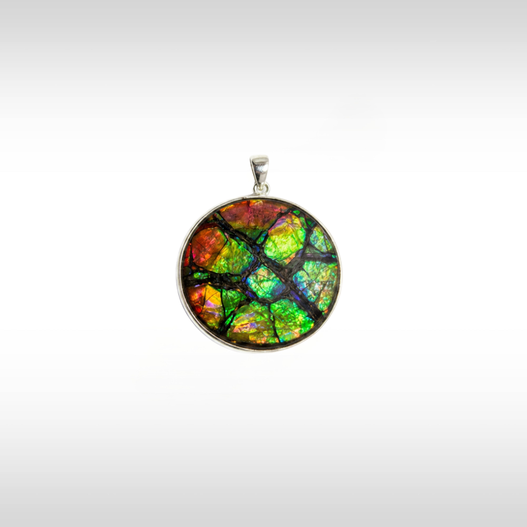 Sterling Silver A Grade Natural Freeform Ammolite Pendant