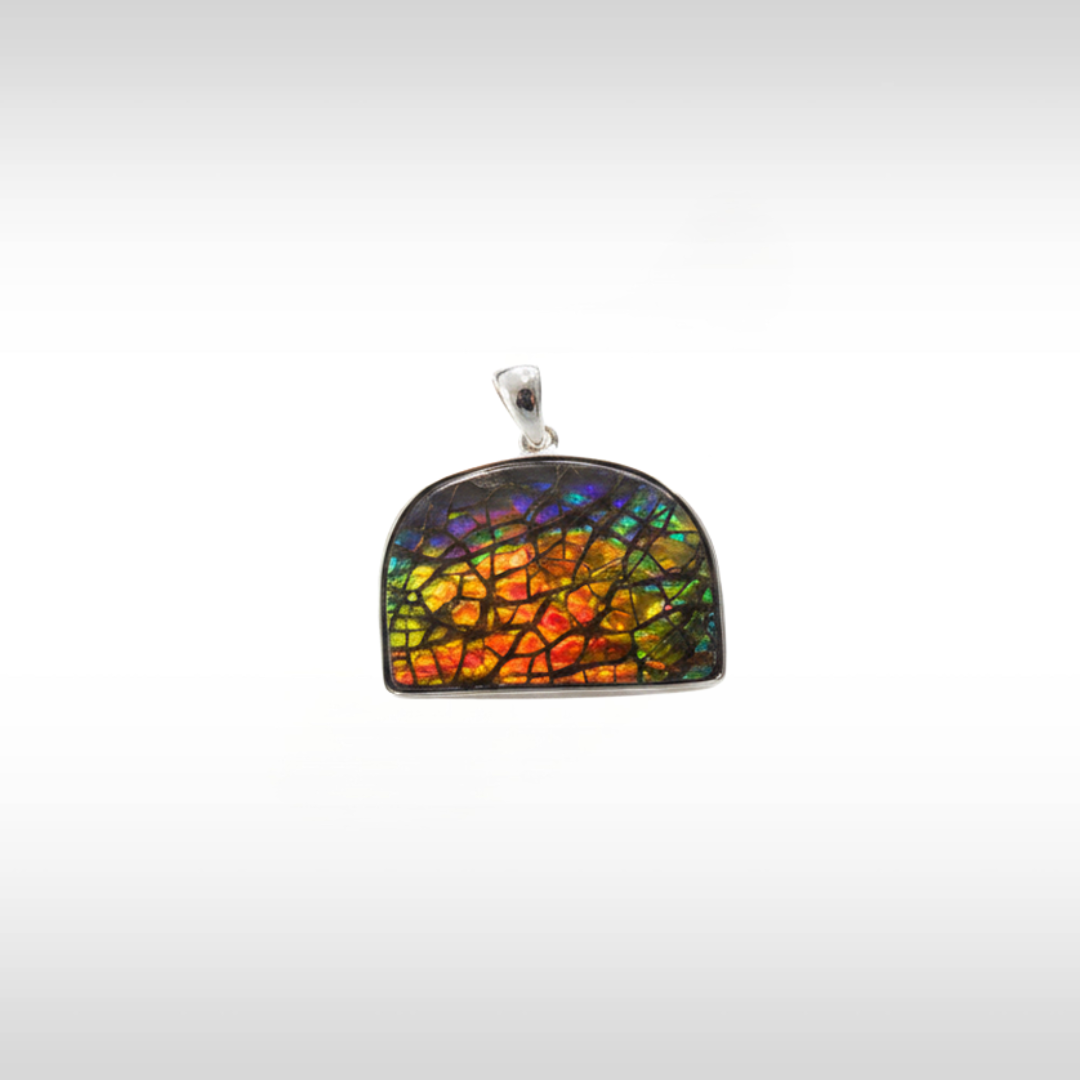 Sterling Silver A Grade Natural Freeform Ammolite Pendant