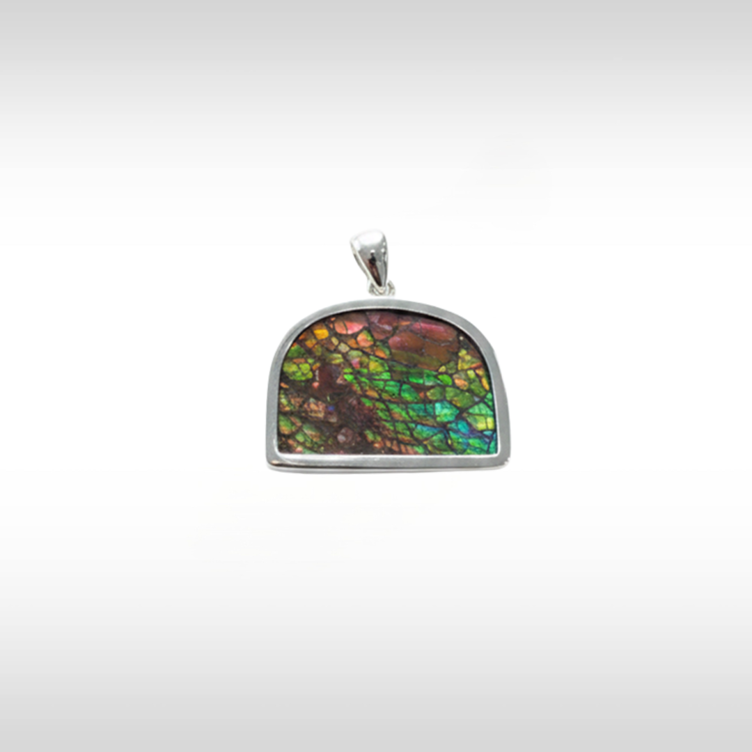 Sterling Silver A Grade Natural Freeform Ammolite Pendant