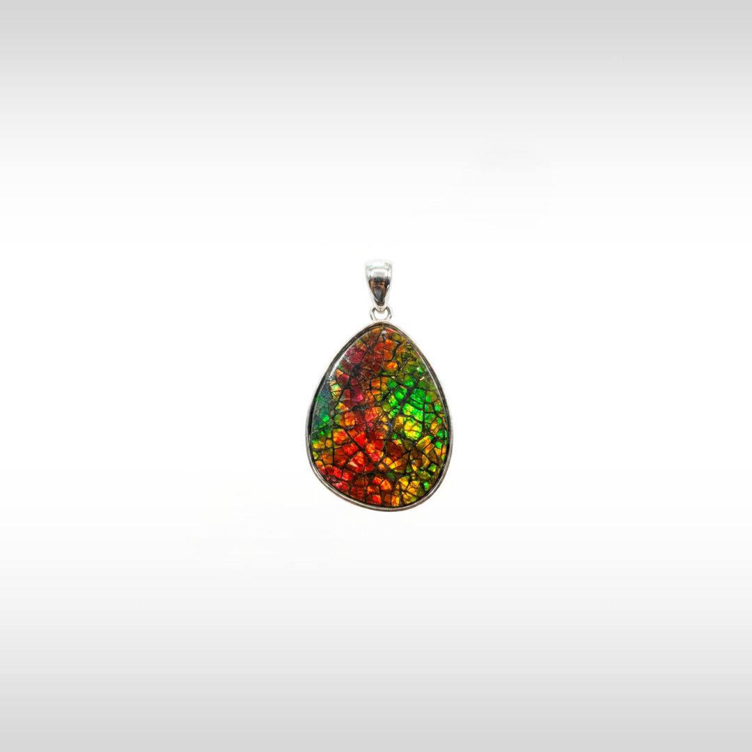 Sterling Silver A Grade Natural Freeform Ammolite Pendant