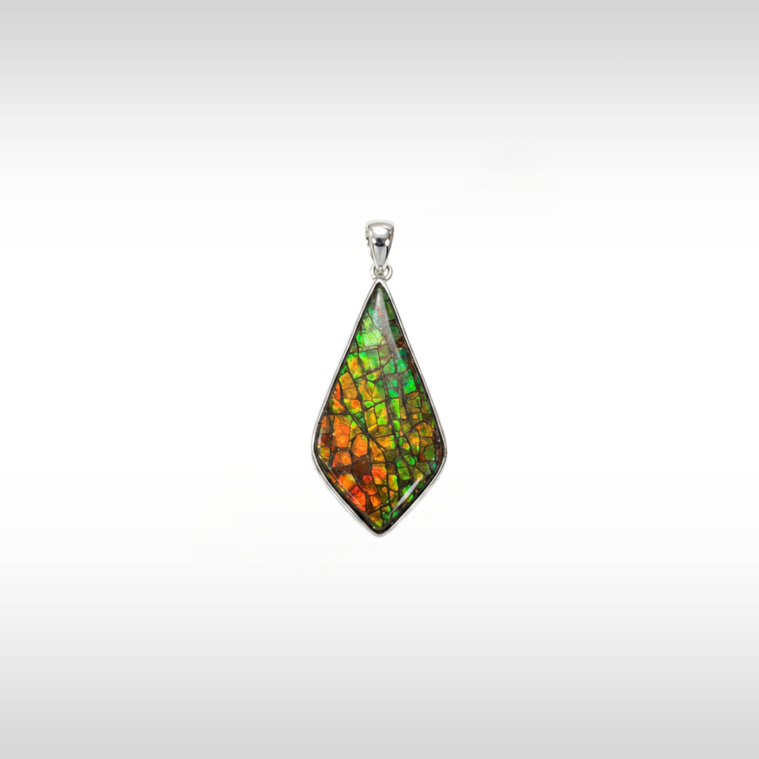 Sterling Silver A Grade Natural Freeform Ammolite Pendant
