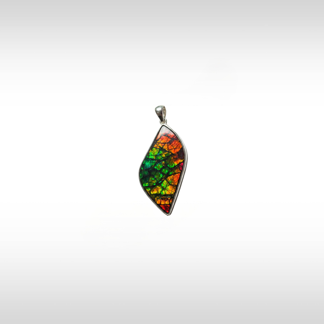 Sterling Silver A Grade Natural Freeform Ammolite Pendant